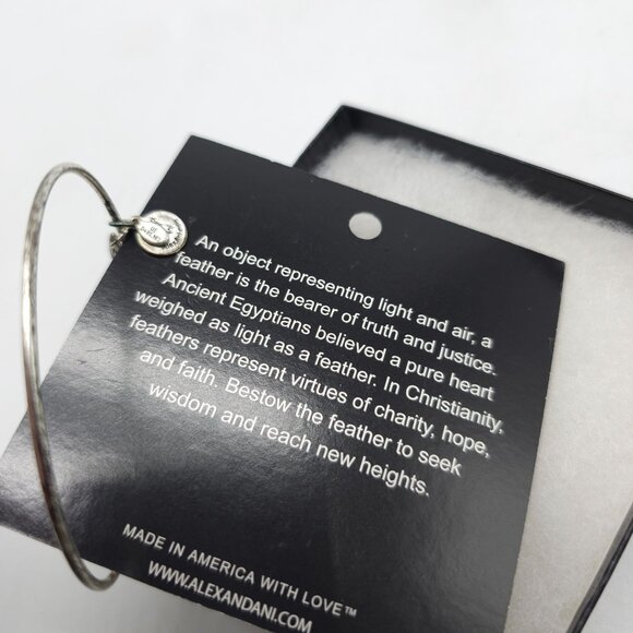 Alex And Ani Feather Bangle Bracelet Silver Finish Truth Light Virtue Adjustable - Picture 4 of 5